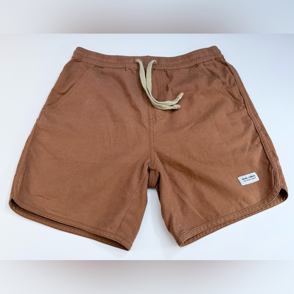 BANKS JOURNAL HUCKBERRY 16” Walkway Shorts Men 32x6” Linen Cotton Elastic Waist - Picture 5 of 12